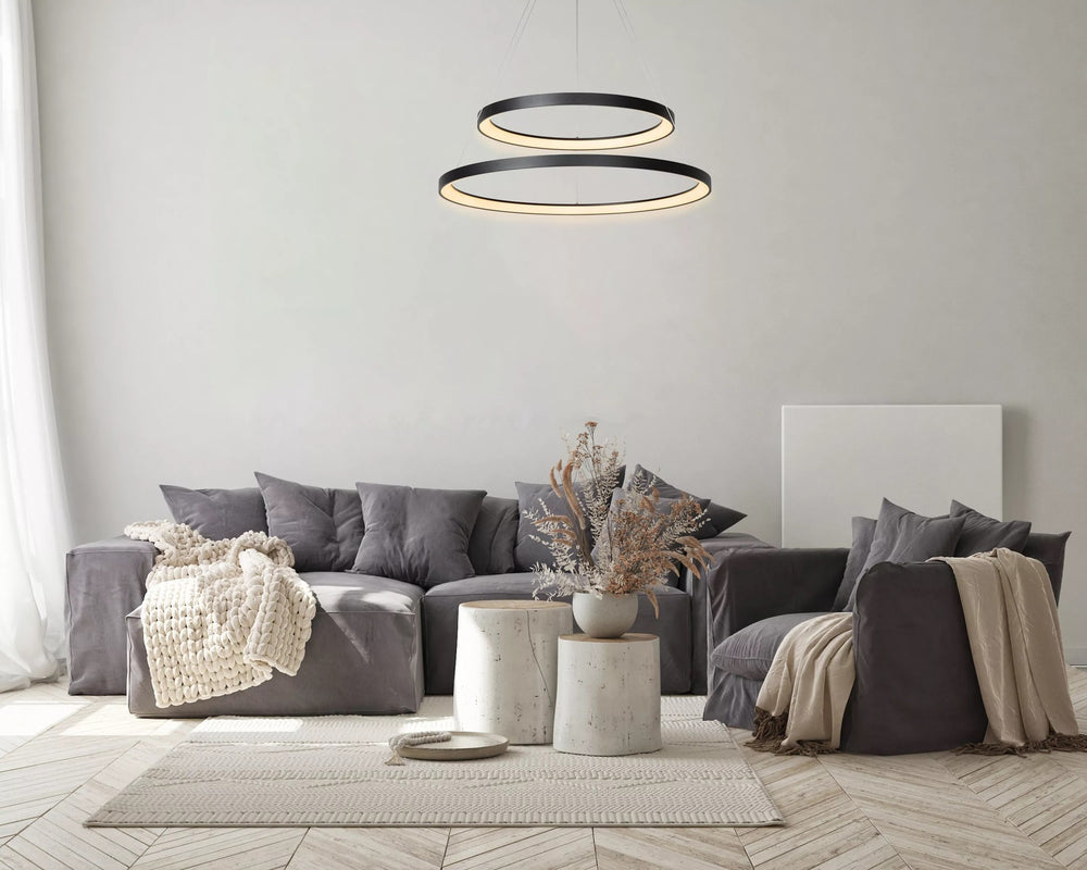 Lucide VIDAL LED pendant light Ø78cm dimmable 92W 2700K Black modern hanging lamp
