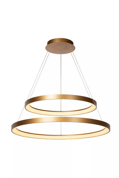 Lucide VIDAL LED pendant light, dimmable 92W 2700K, Ø78cm, IP20, CRI 80, matte gold brass finish