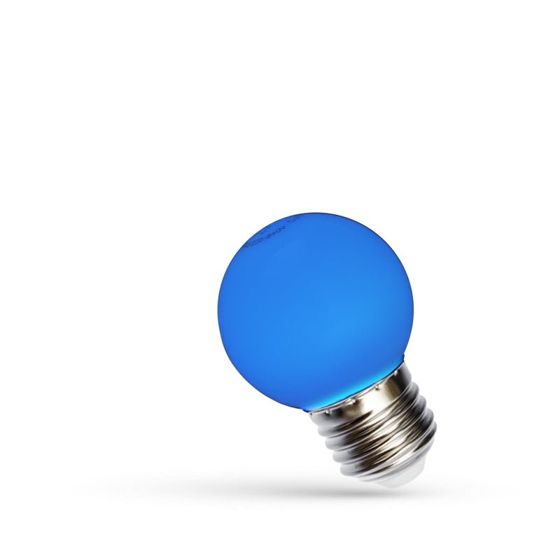 Spectrum LED Kugel G45 E27 1W blau, 230V, 270° Winkel, 17000 Stunden, IP20, CRI 80 Lumen, nicht dimmbar