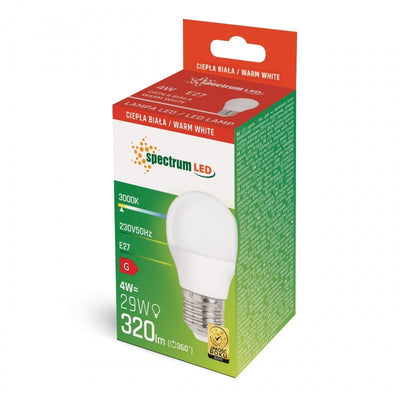 Spectrum LED G45 Lampe E27 Fassung 4W warmweiß 3000K 3200 Lumen Innenbeleuchtung 160° Abstrahlwinkel