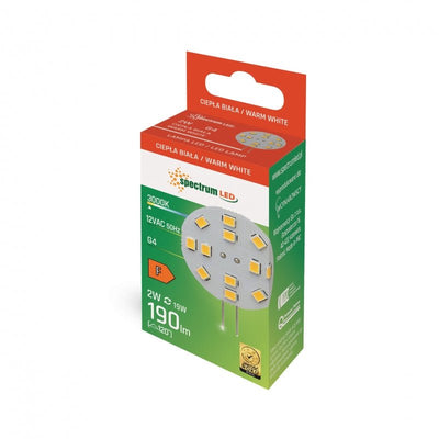 Spectrum LED G4 12V 2W warmweiß 3000K mit 190 Lumen und 120° Abstrahlwinkel - ideale Innenbeleuchtung