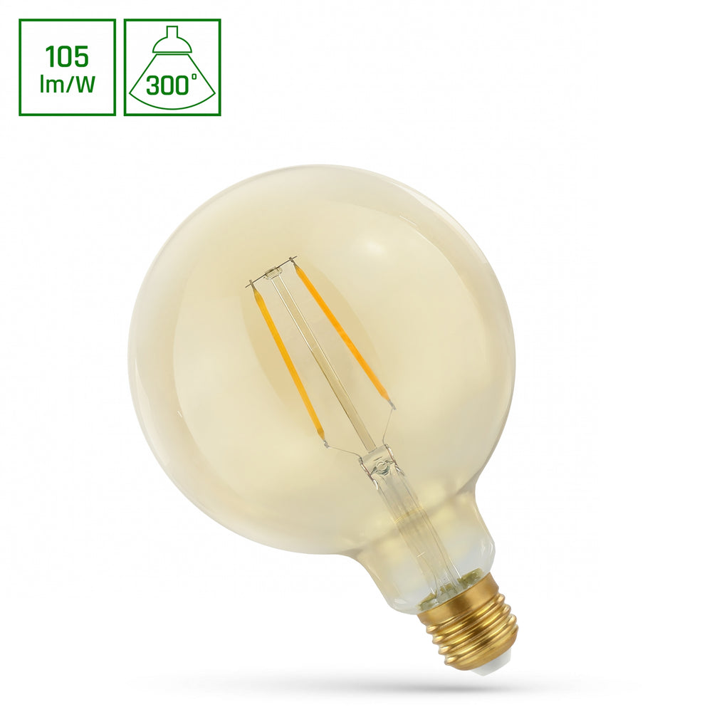 Spectrum LED Glob g125 E27 230V 2W 2400K warmweiß für stimmungsvolle Beleuchtung 230 Lumen Retro-Design