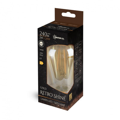 Spectrum LED-Lampe E27 2W mit 240 Lumen und 2400K warmweißem Licht, 300° Abstrahlwinkel, Retro-Design, 17000 Stunden Lebensdauer