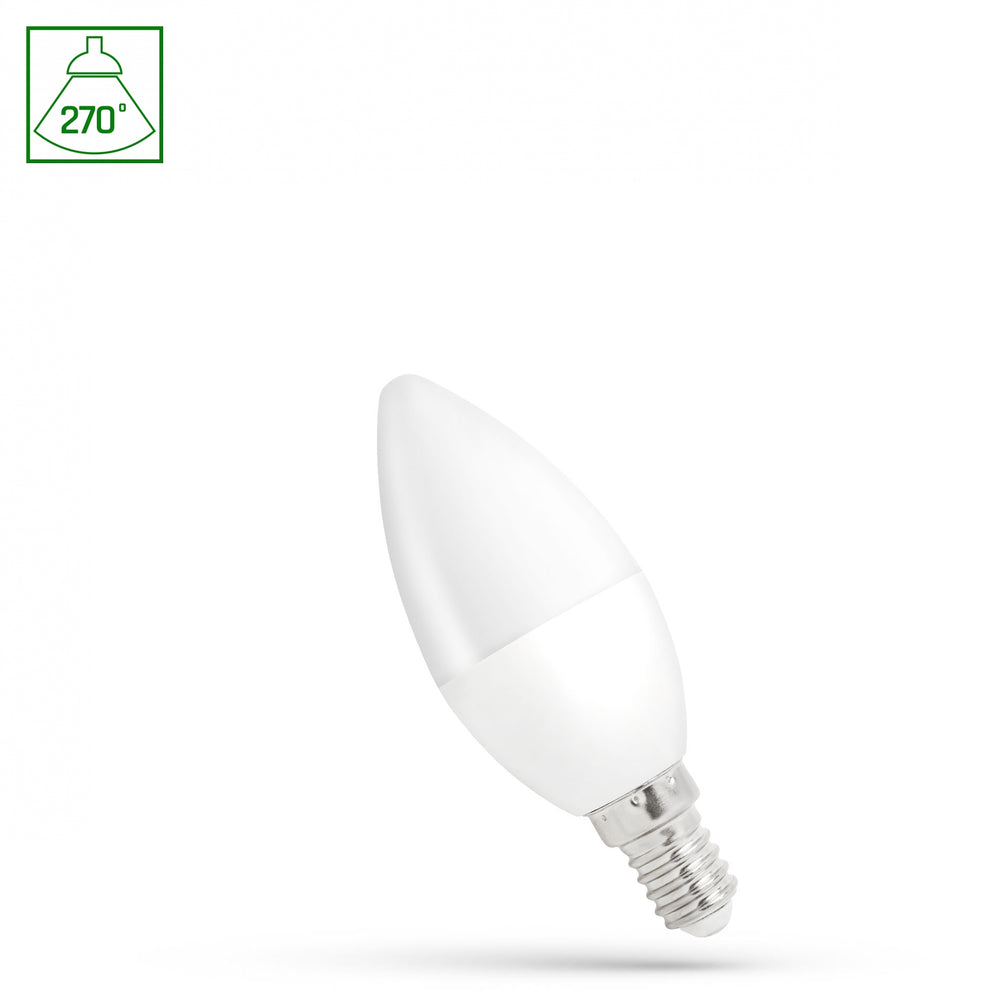Spectrum LED-Kerzenlampe C37 E14 230V 1W kaltweiß 6000K mit 90 Lumen, breiter Lichtstrahl von 270° und Lebensdauer von 17.000 Stunden