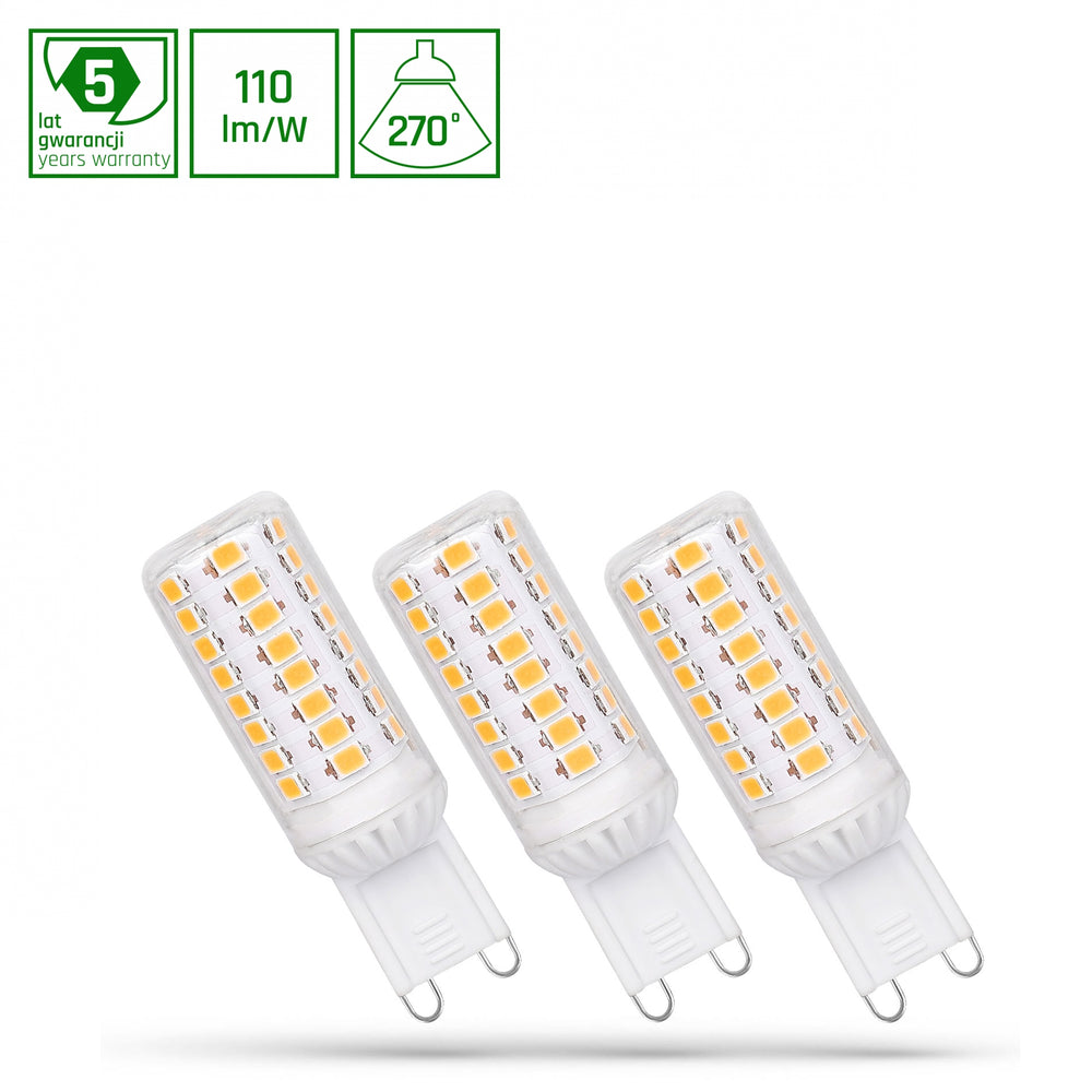 Spectrum LED G9 bulb 230V 4W dimmable cold white 6000K 440 lumens 270° beam 3-pack with 5 year warranty