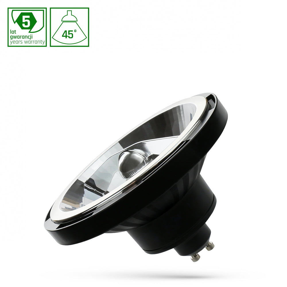 Spectrum LED AR111 GU10 12W 3000K schwarz mit 1050 Lumen, 45 Grad Winkel, warmweiß, 50.000 Stunden, 2 Jahre Garantie