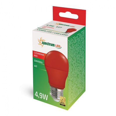 Spectrum LED GLS A50 E27 rotes Licht, 230V 4.9W, 270 Grad, 17000 Stunden, IP20, nicht dimmbar, Kunststoffgehäuse