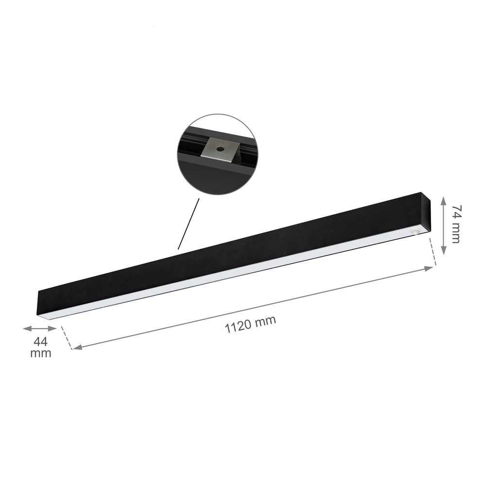 Spectrum ALLDAY GO LED Deckenleuchte 36W 230V 4000K 4900 Lumen IP20 Schwarz Sensor 112cm Aufbau